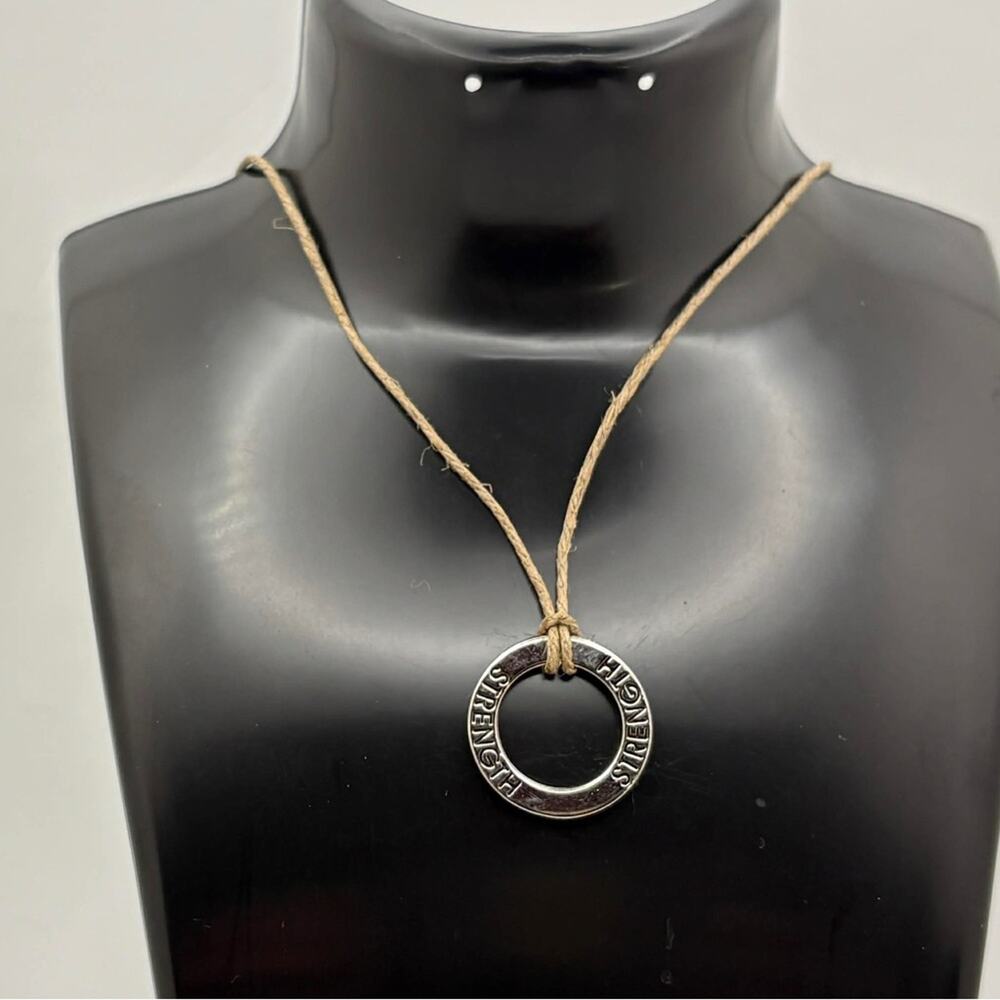 Strength Circle Pendant Necklace – Inspirational Word Pendant